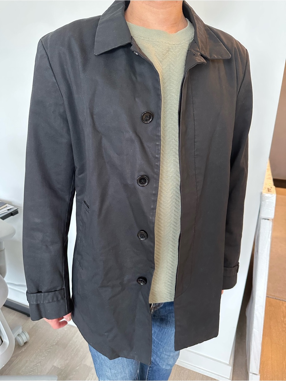 GAP Black Car Trench Coat Single-Breasted | Unisex | Like New